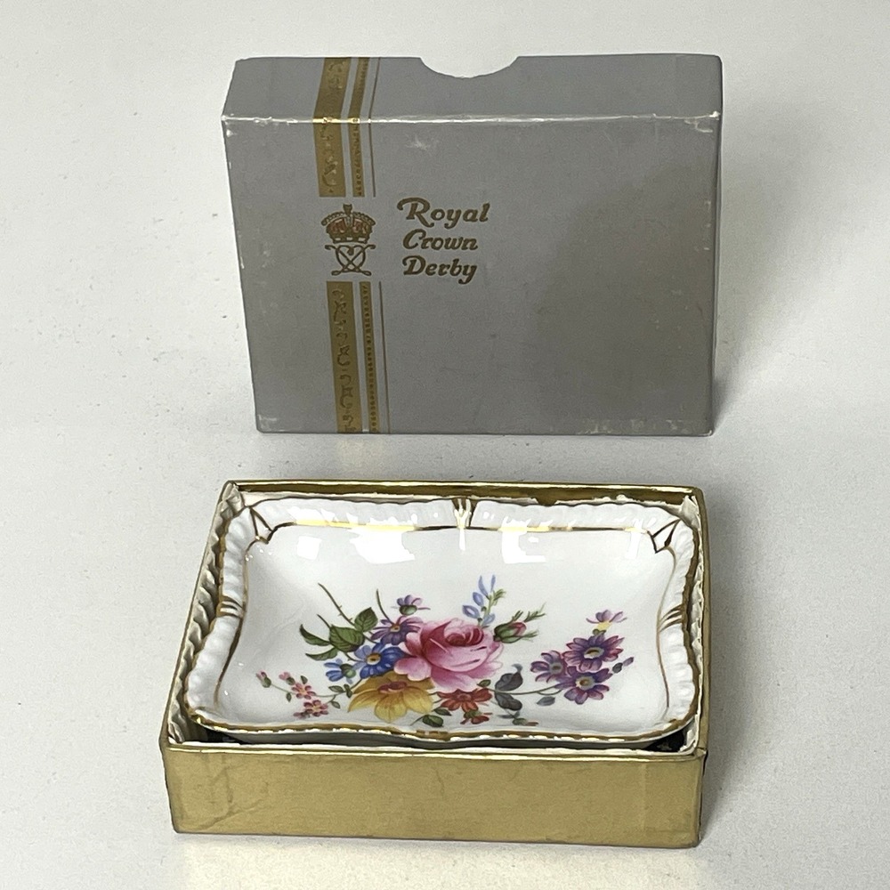 Vintage Royal Crown Derby Derby Posies Bone China Butter Dish Boxed England